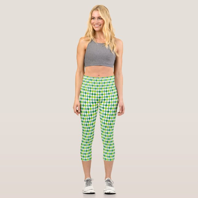 St. Patrick's Day Diamond Shape Pattern-54603 Capri Leggings (Front)