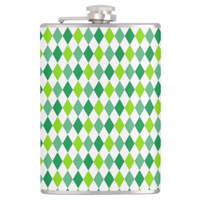 St. Patrick's Day Diamond Shape Pattern-54603 Hip Flask (Front)
