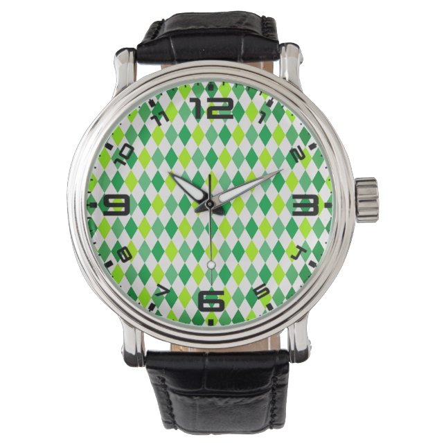 St. Patrick's Day Diamond Shape Pattern-54603 Watch (Front)