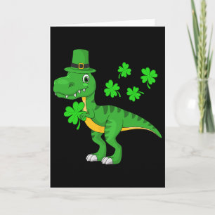 St Patricks Day Dinosaur Shamrock Leprechaun Hat K Card