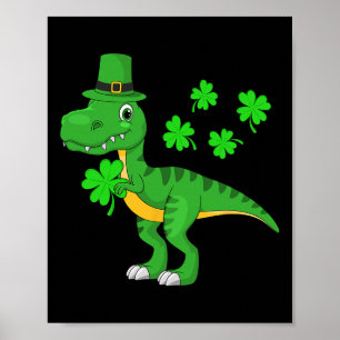 St Patricks Day Dinosaur Shamrock Leprechaun Hat K Poster