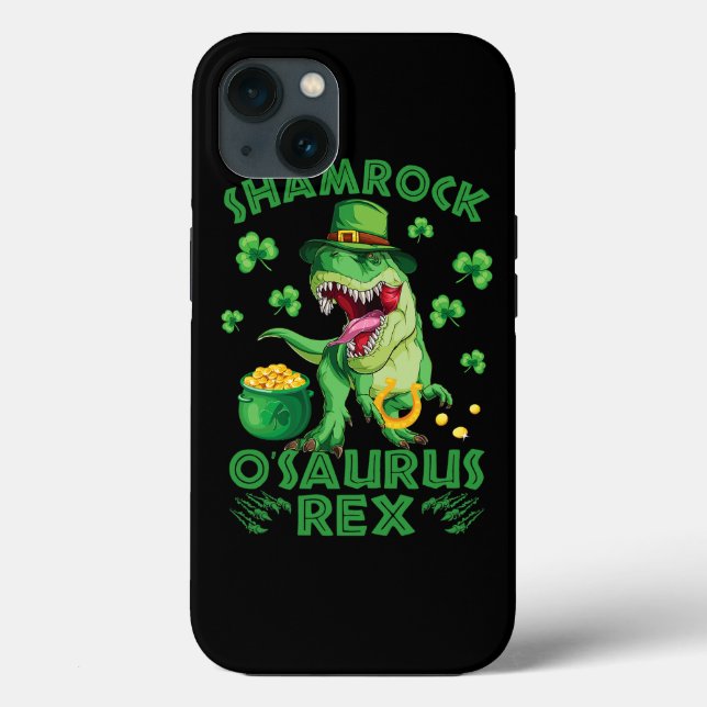 St. Patricks Day Dinosaur Shamrocks Coins and Luck Case-Mate iPhone Case (Back)