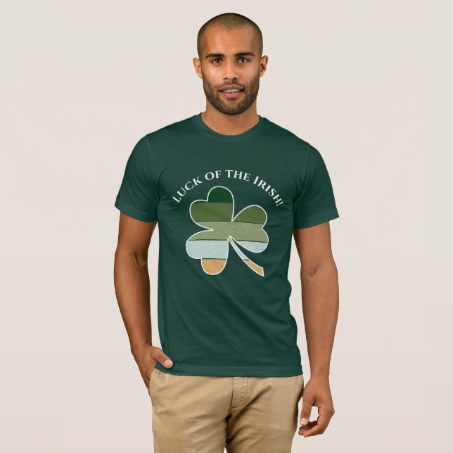 St. Patrick's Day Distressed Lucky Irish Shamrock T-Shirt (Front Full)