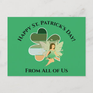 St. Patrick's Day Distressed Shamrock Irish Fairy Postcard