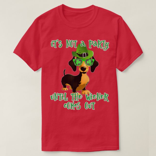 St Patricks Day Dog Dachshund Wiener Beer Gift  T-Shirt (Design Front)