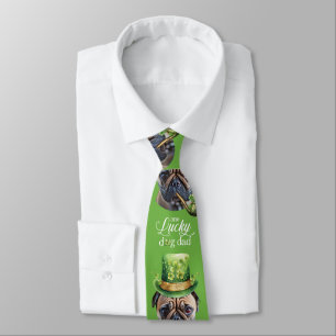 St. Patrick's Day Dog Dad Custom Funny Dog photo  Tie