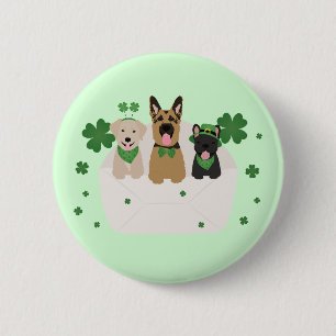 St Patricks Day Dog Mail 6 Cm Round Badge