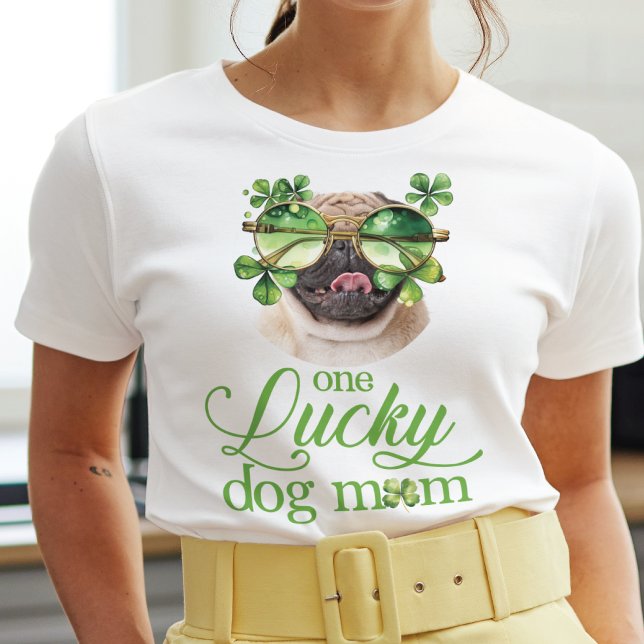 St Patrick's Day Dog Mum Custom Photo Funny T-Shirt (Creator Uploaded)