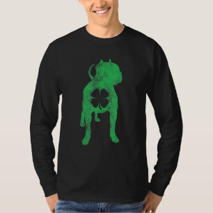 St Patrick's Day Dog Pit Bull Shamrock Clover Iris T-Shirt