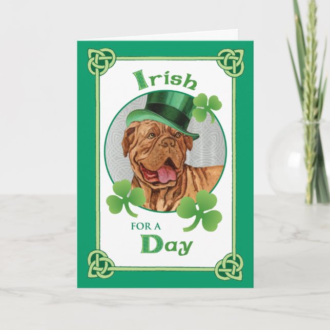 St. Patrick's Day Dogue de Bordeaux Card (Front)