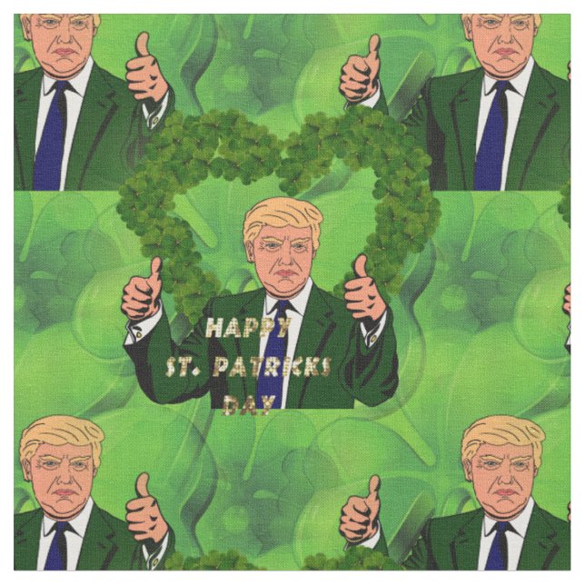 st patricks day donald trump fabric (Close Up)
