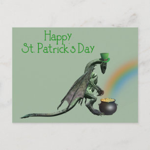 St. Patrick's Day Dragon Pot of Gold Postcard