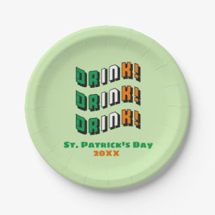 St. Patrick's Day Drink Irish Funny Cute Paper Plate