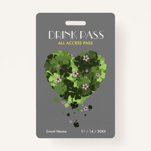 St. Patrick's Day Drink Pass Badge ID Badge