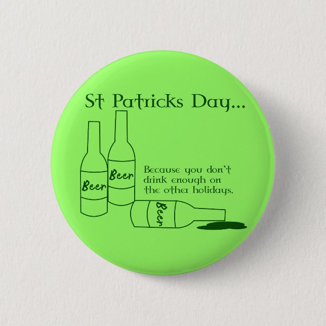 St Patrick's Day Drinking Button (Front)
