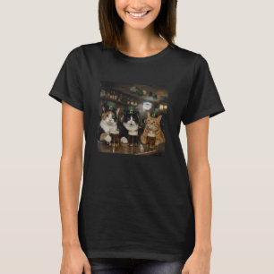 St Patricks Day Drinking Cats Leprechaun Hats Bar T-Shirt