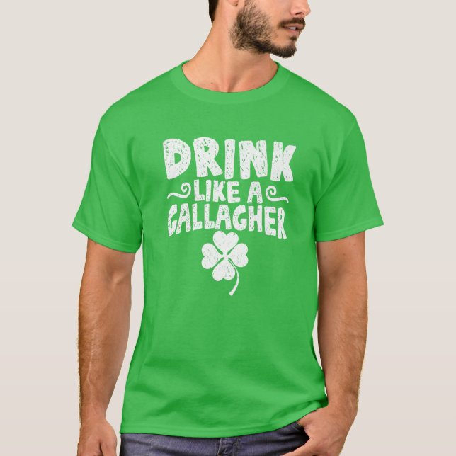 St. Patrick's Day Drinking Gallagher Irish Shamroc T-Shirt (Front)