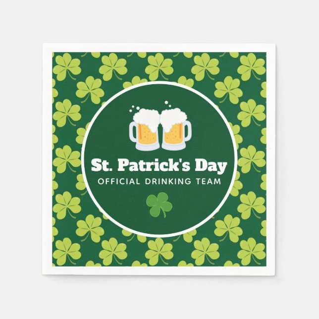 St. Patrick's Day Drinking Team Clover Pattern Napkin (Front)