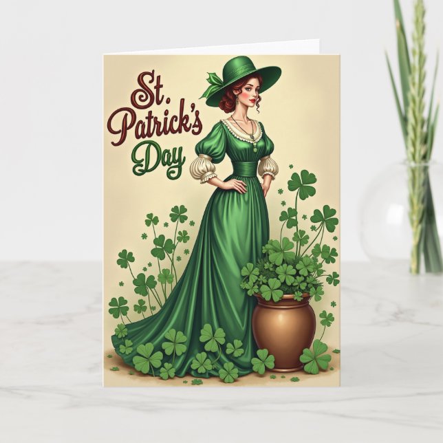 St Patricks Day Emerald Gown Card (Front)