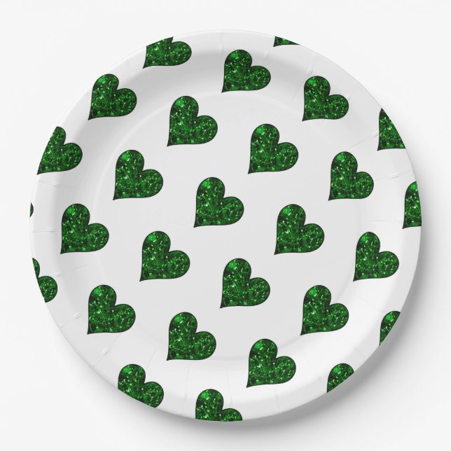 St. Patrick's Day Emerald Heart  Paper Plate (Front)