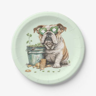 St. Patrick's Day English Bulldog Paper Plate