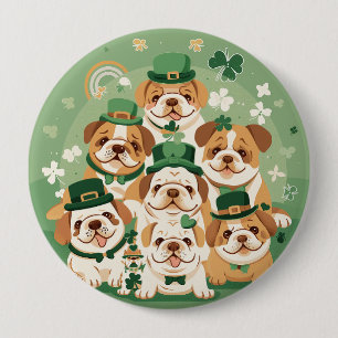 St. Patrick's Day English Bulldogs 10 Cm Round Badge