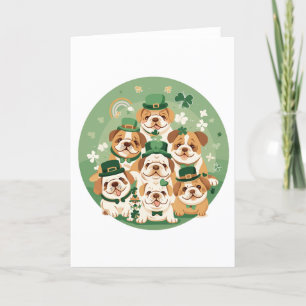 St. Patrick's Day English Bulldogs Holiday Card