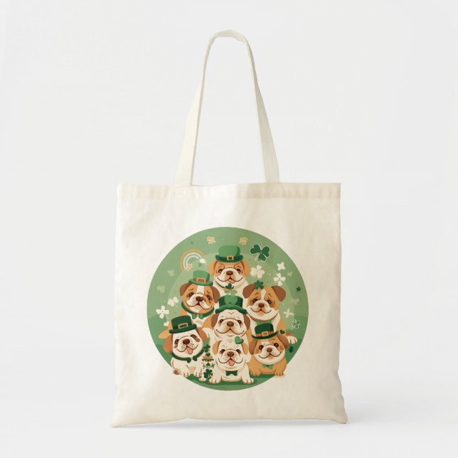St. Patrick's Day English Bulldogs Tote Bag (Front)