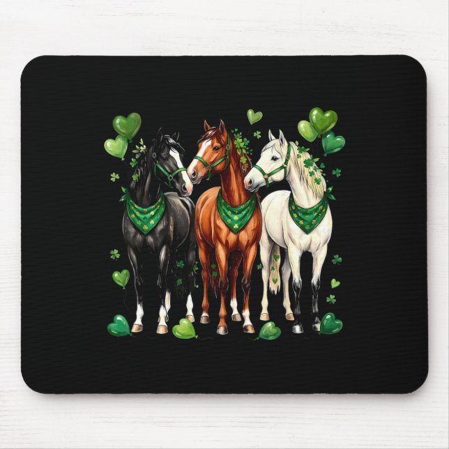 St. patrick's day equestrian three horses with mouse pad (Front)