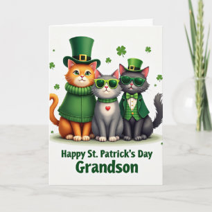 St Patricks Day Felines Glitter Card