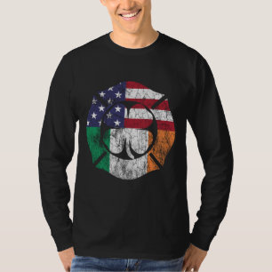 St. Patrick's Day Firefighter Irish American Flag T-Shirt