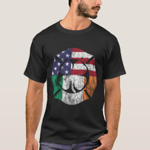 St. Patrick's Day Firefighter Irish American Flag T-Shirt
