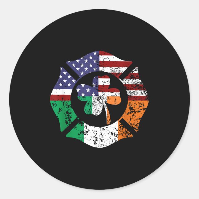 St Patrick's Day Fireman Gift Proud Firefighter Qu Classic Round Sticker (Front)