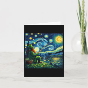 St Patricks Day Fishing Irish Leprechaun Starry Ni Card