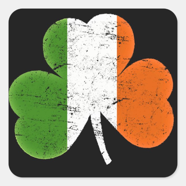 St Patrick's Day Flag Shamrock Square Sticker (Front)