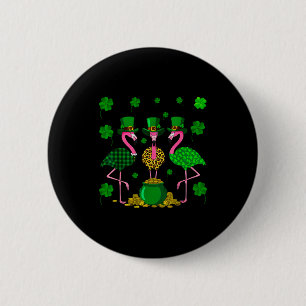 St. Patricks Day Flamingo Irish Ireland Shamrock C 6 Cm Round Badge