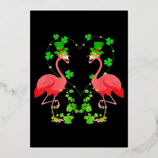 St Patrick's Day Flamingo Shamrock Heart