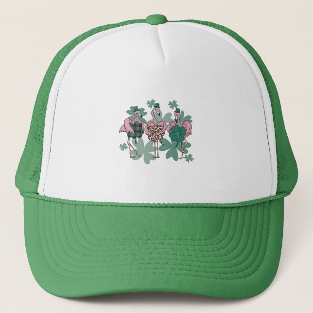 St Patricks Day Flamingo Trucker Hat (Front)