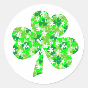St Patrick's Day Floral Shamrock Classic Round Sticker