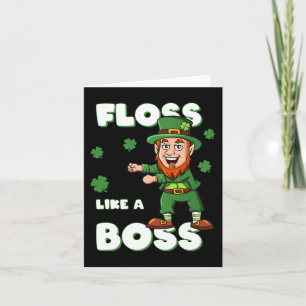 St Patricks Day Floss Like A Boss Leprechaun Boys  Card