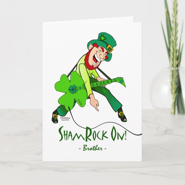St. Patrick's Day for a Rock Star Brother, Rock On Card (Front)
