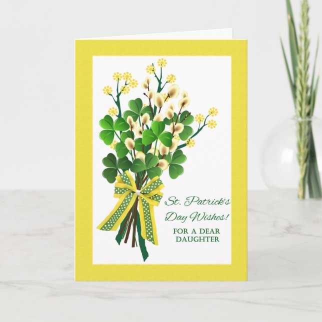St. Patrick's Day for Daughter with Shamrocks Card (Front)