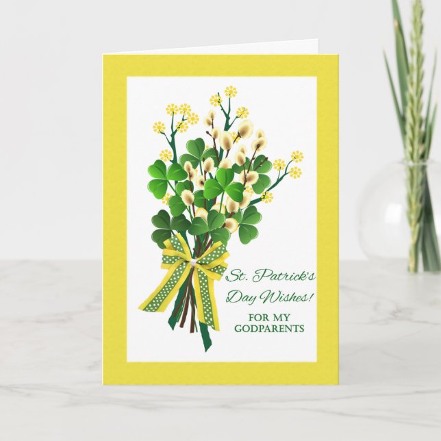 St. Patrick's Day for Godparents with Shamrocks Card (Front)