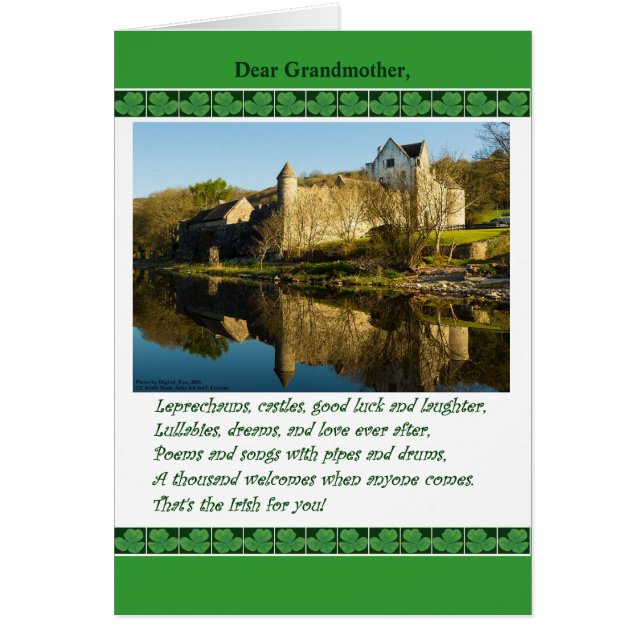 St. Patrick's Day for Grandmother, Poem, Castle (Front)