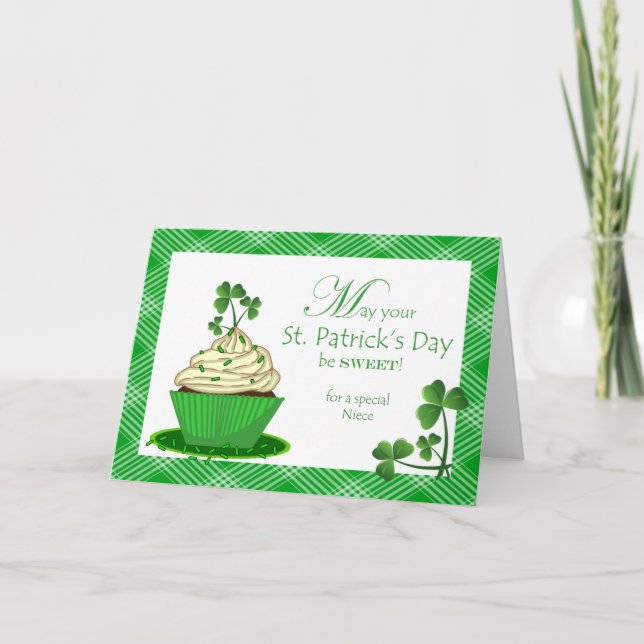 St. Patrick's Day for Niece with Cupcake Card (Front)