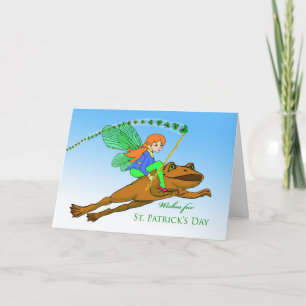 St. Patrick's Day for Sister Fairy Riding Frog Card