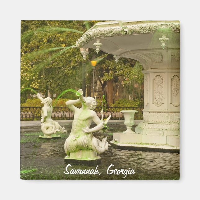 St Patrick's Day - Forsyth Fountain, Savannah, GA Magnet (Front)
