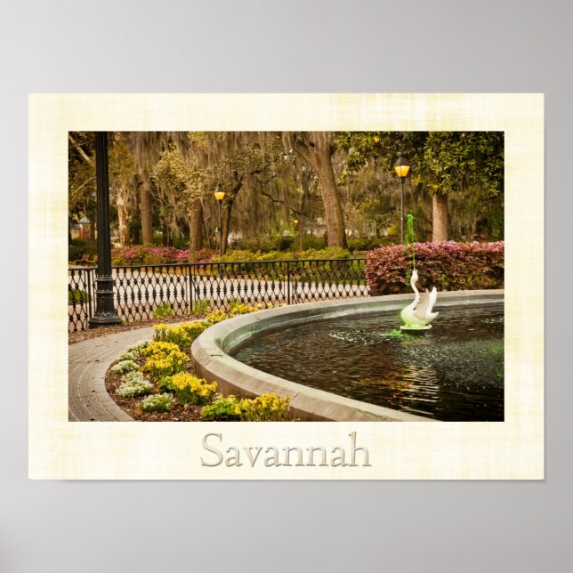 St Patrick's Day - Forsyth Fountain, Savannah, GA Poster (Front)