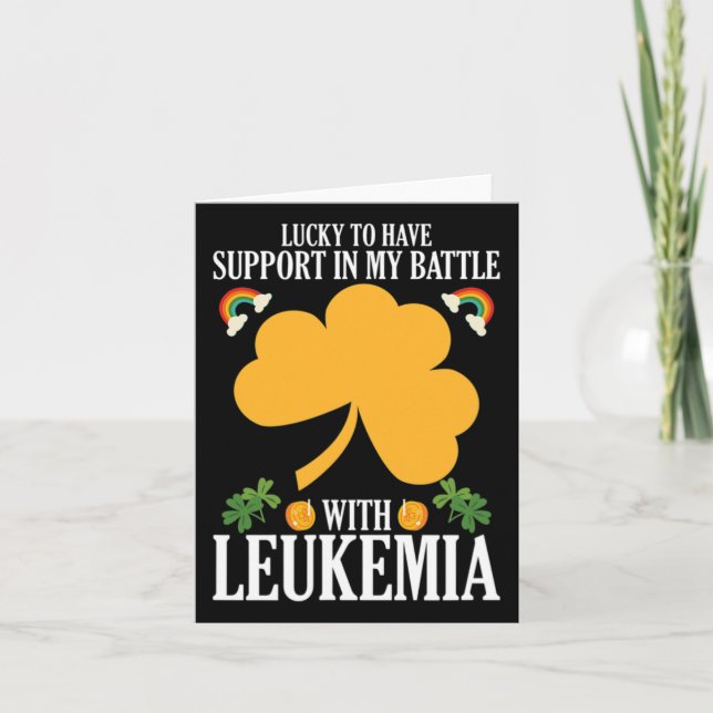 St Patricks Day Four Leaf Clover Leukaemia Awarene Card (Front)