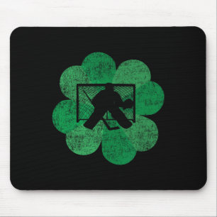 St Patricks Day Four Leaf Clover - Lucky Hockey Go Mouse Pad